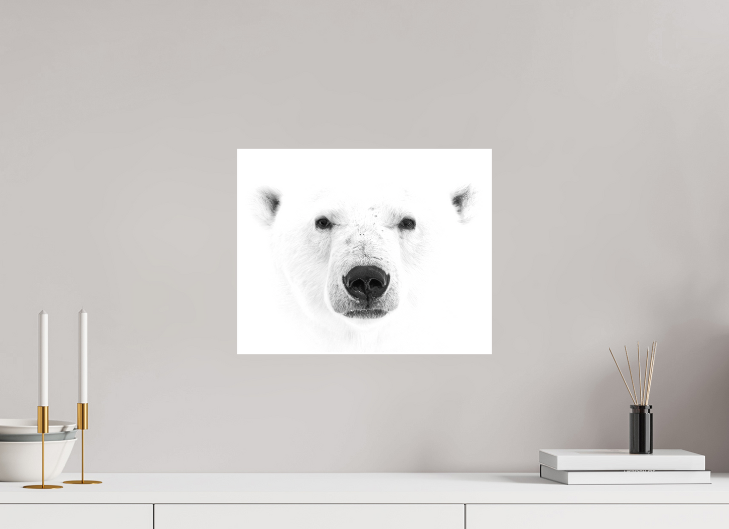 15 x 12″, Glossy Canvas with Wrapped Edges Polar Bear Close-Up, 15x12