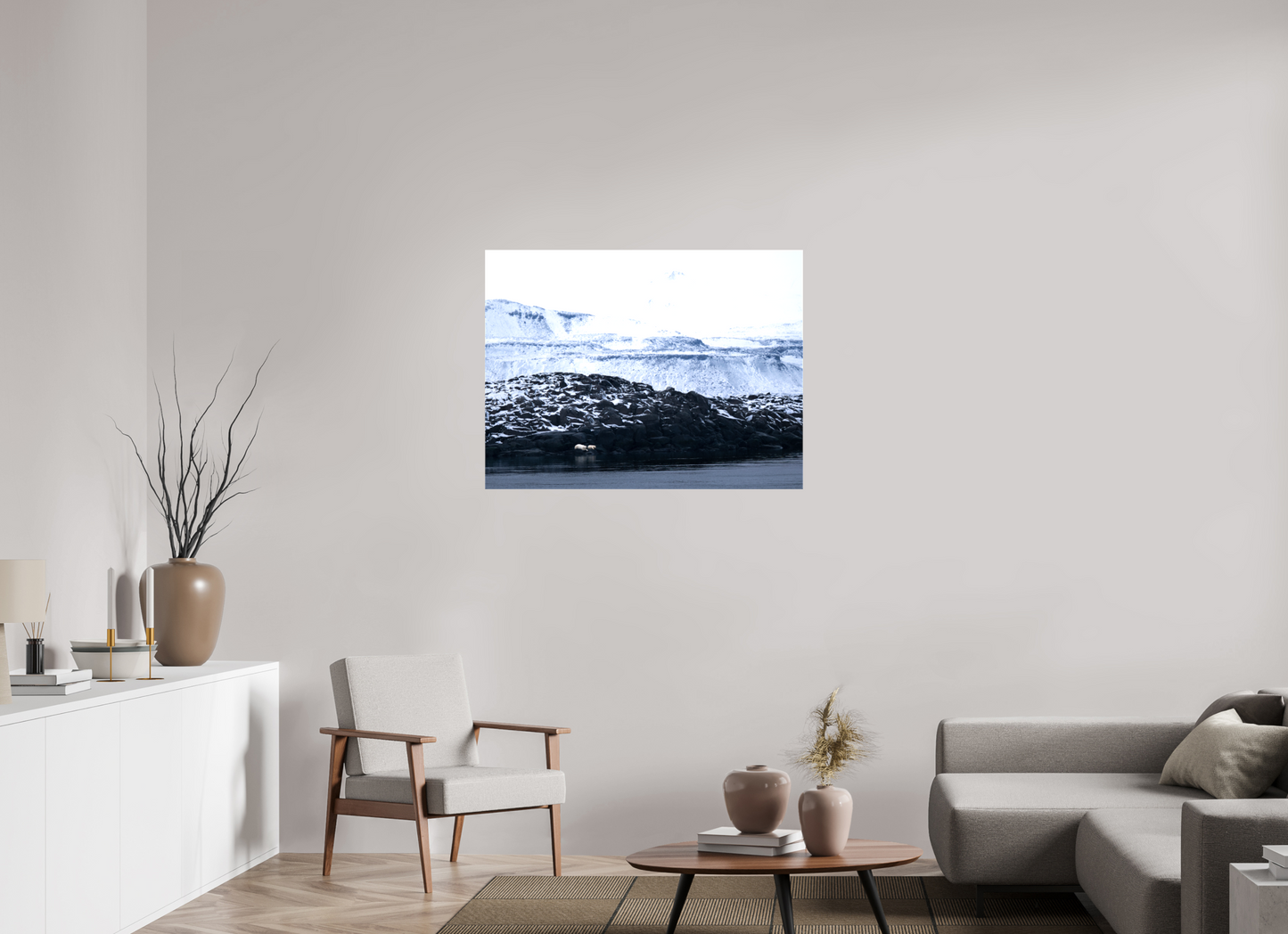 40 x 30″, Glossy Canvas with Wrapped Edges Polar Bear Mother and Cub