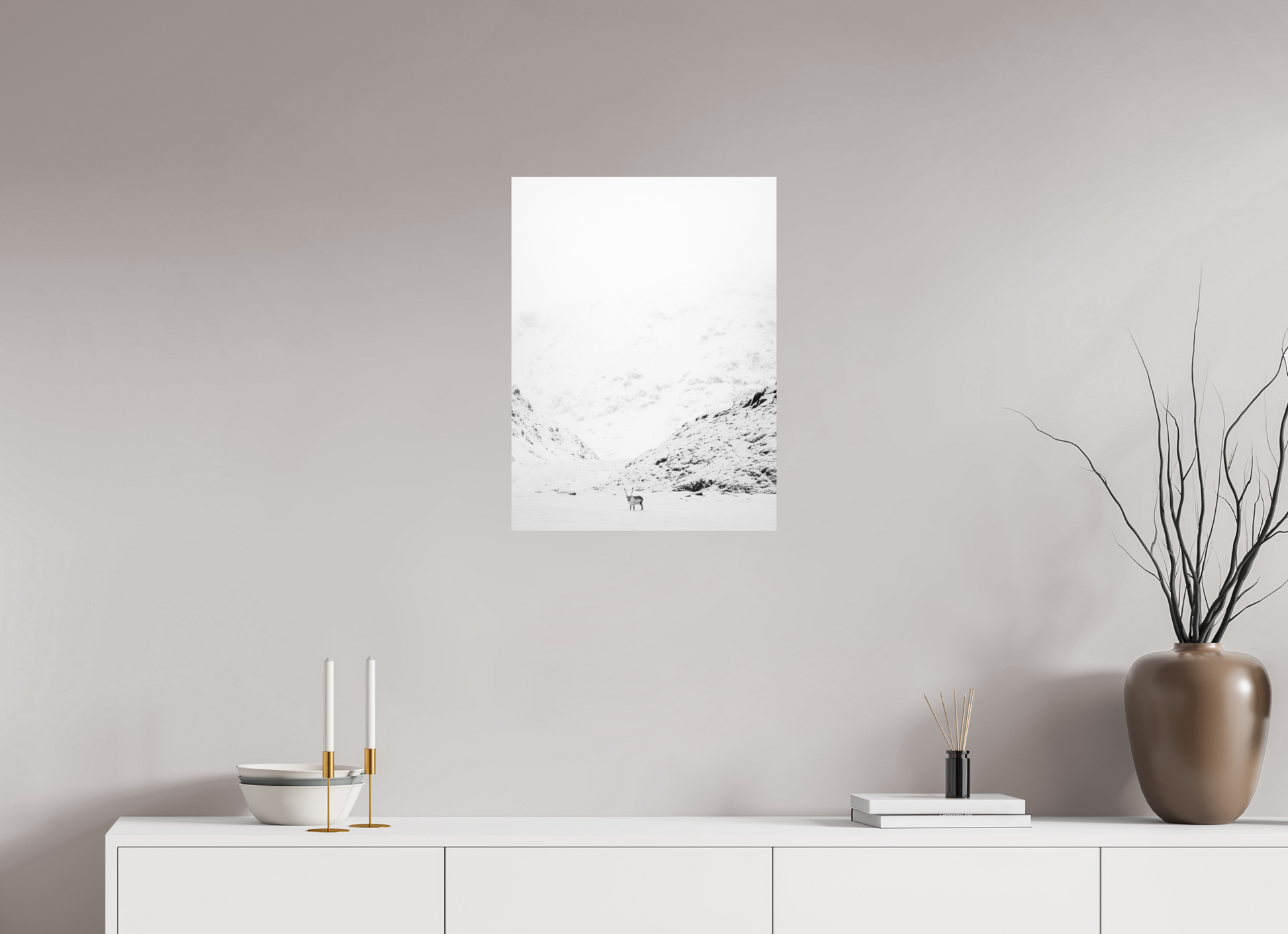 18 x 24″, Fine Art Print on Hahnemühle Baryta Reindeer on the Mountain, 18x24