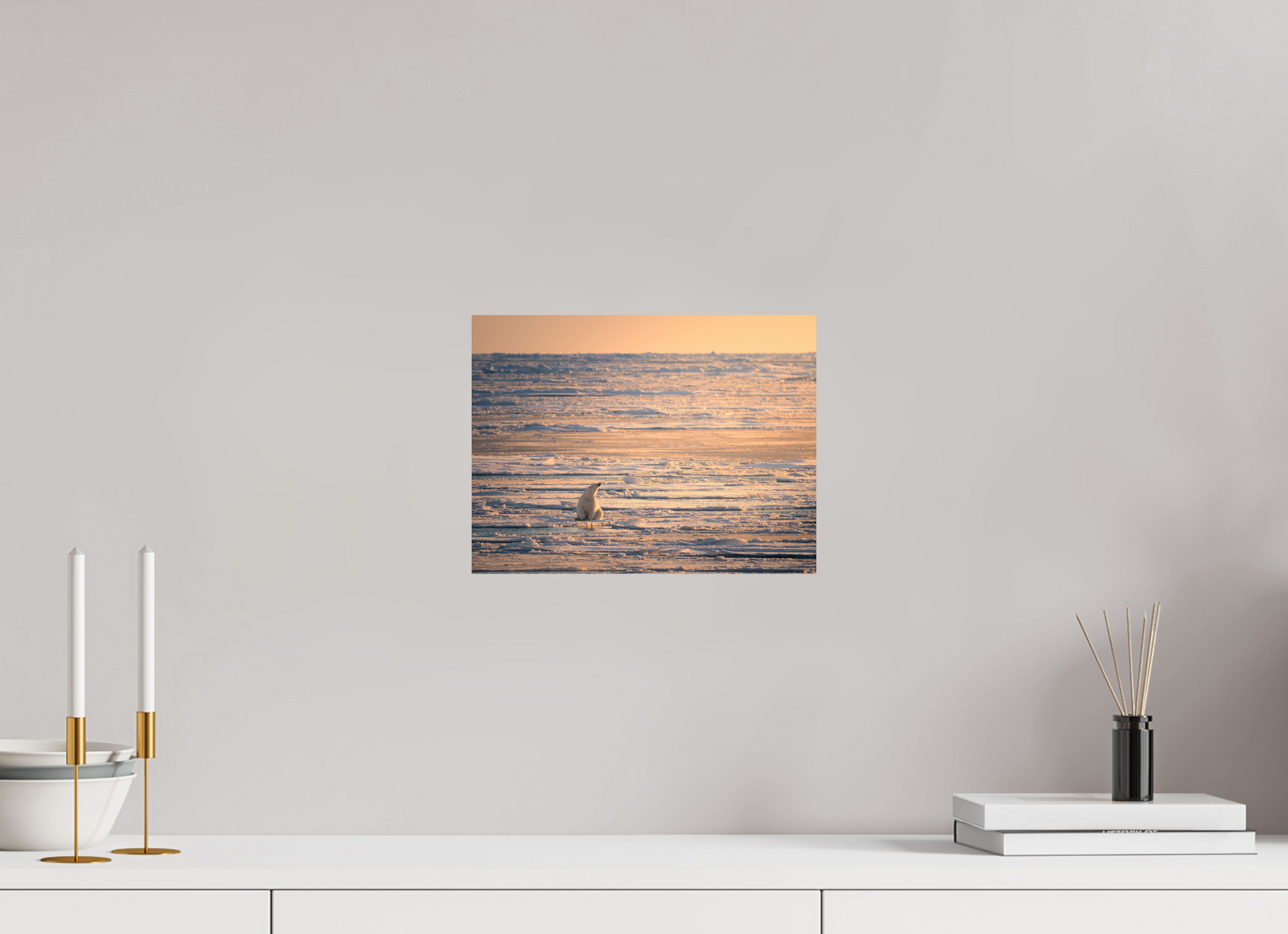 12 x 9″, Fine Art Print on Hahnemühle Baryta Polar Bear at Sunset, 12x9