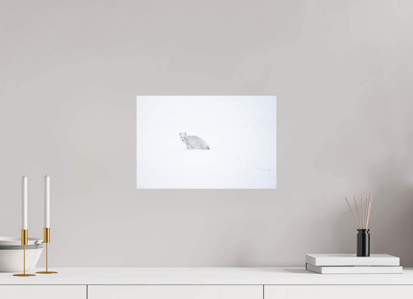 15 x 10″, ChromeLuxe HD Metal Print White Arctic Fox in Snow, 15x10