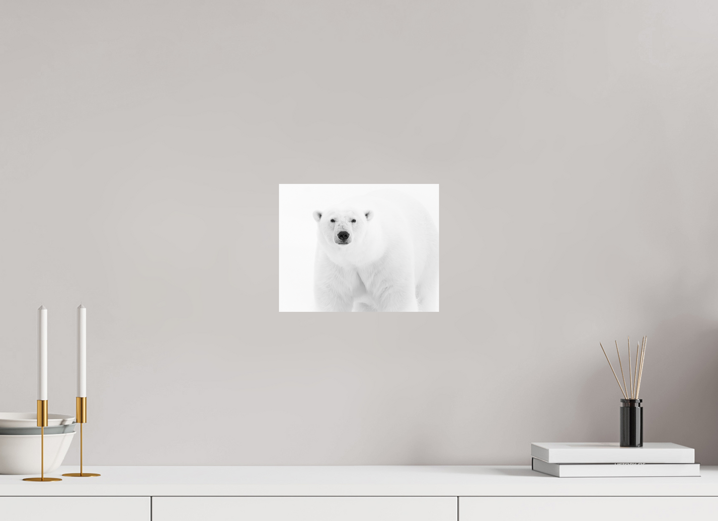 10 x 8″, Fine Art Print on Hahnemühle Baryta Polar Bear in Monochrome, 10x8