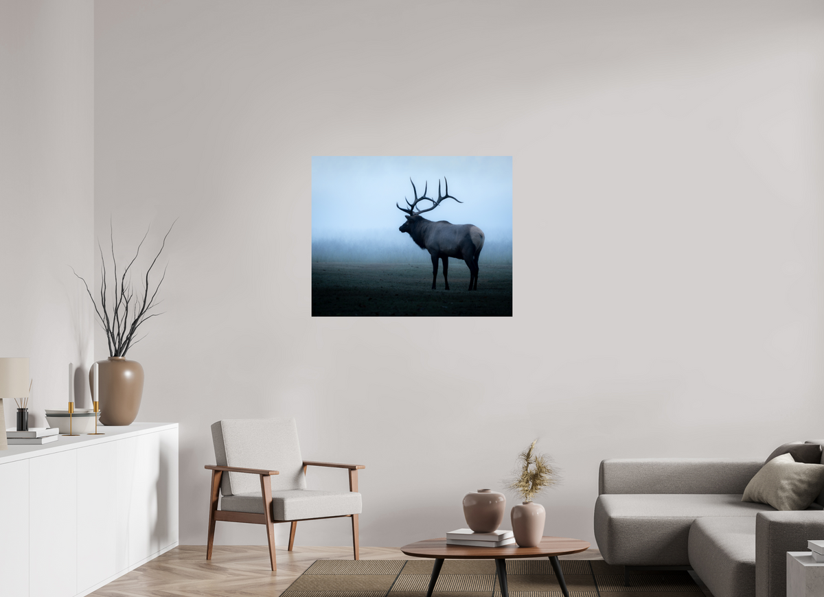 40″ x 32″, ChromeLuxe HD Metal Print Elk in Fog