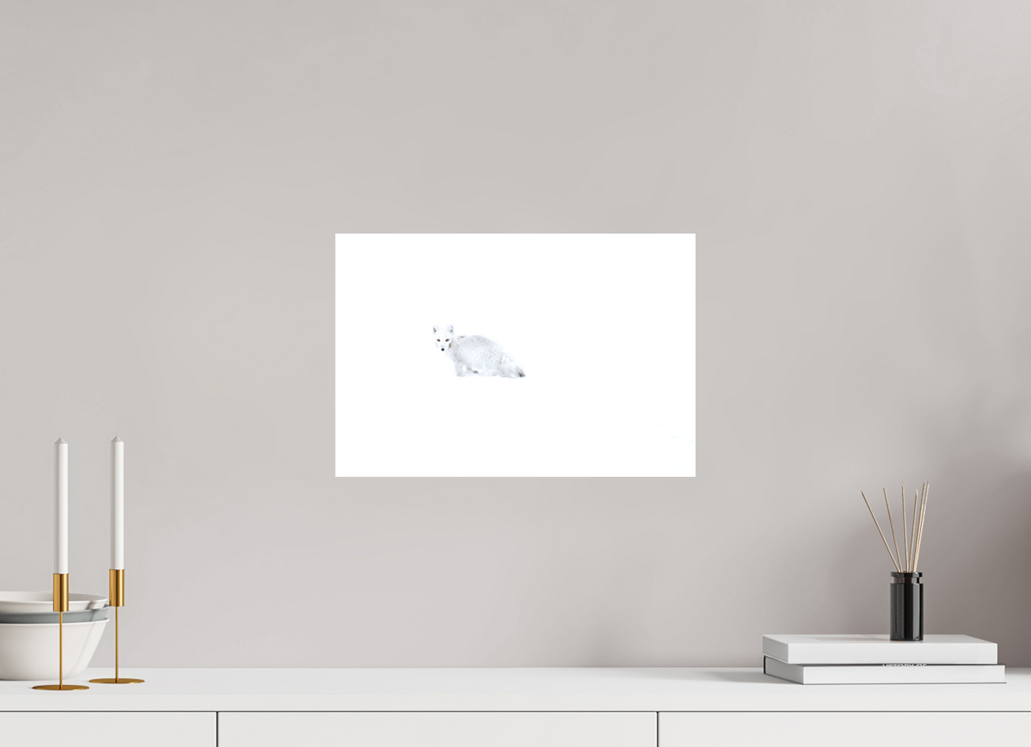 15 x 10″, Glossy Canvas with Wrapped Edges White Arctic Fox in Snow, 15x10