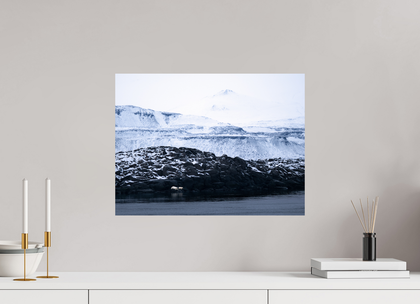 20 x 15″, ChromeLuxe HD Metal Print Polar Bear Mother and Cub, 20x15
