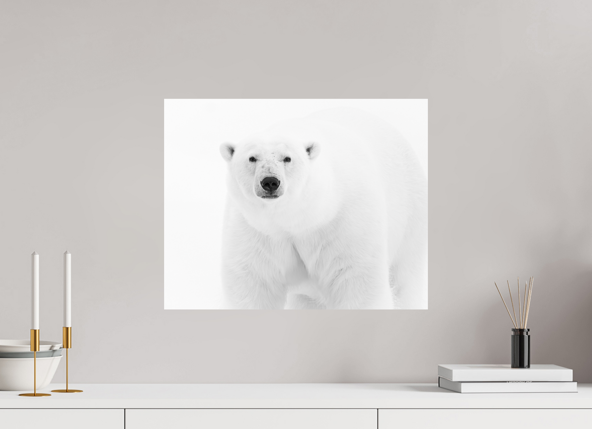 20 x 16″, Fine Art Print on Hahnemühle Baryta Polar Bear in Monochrome, 20x16