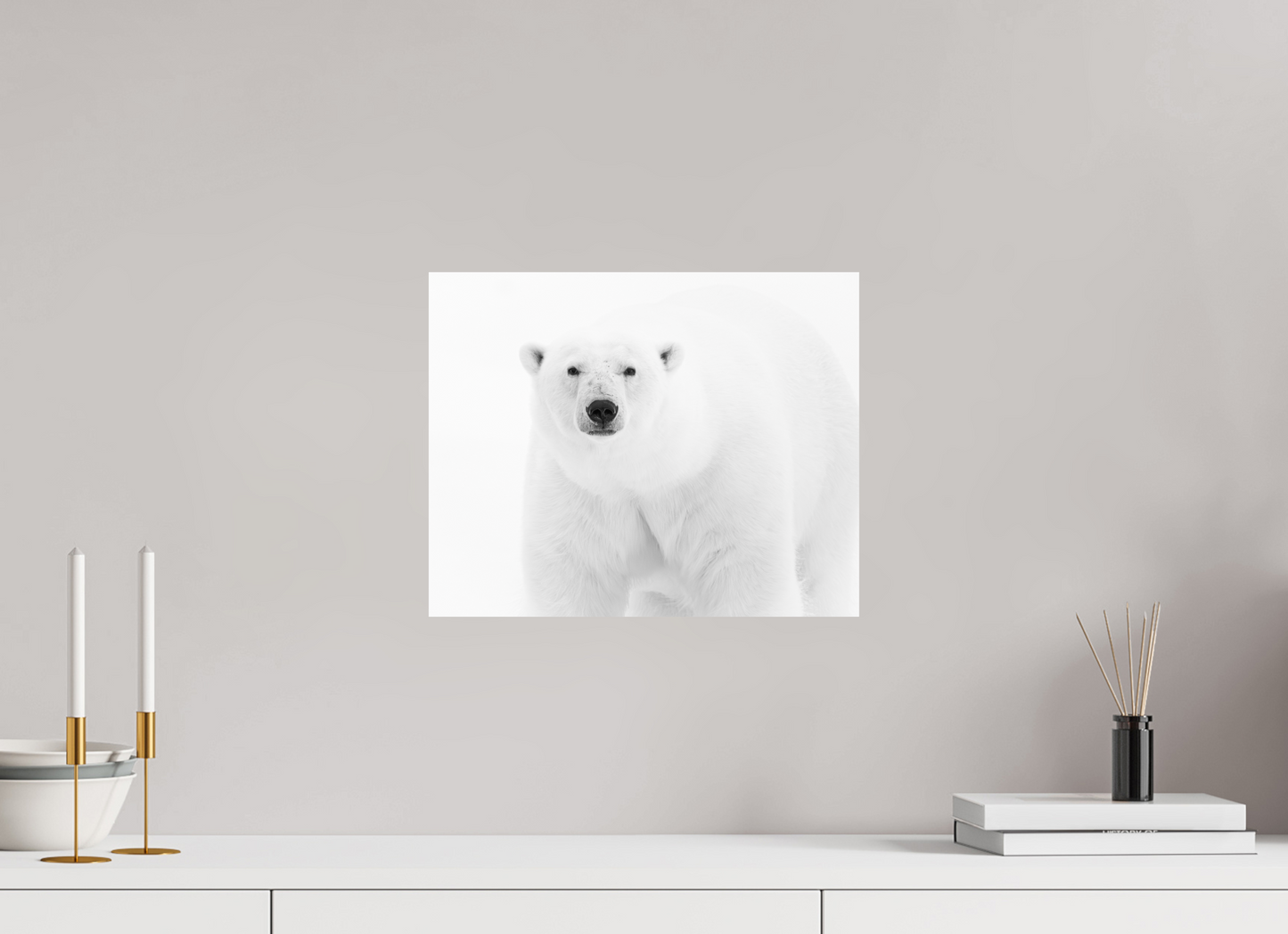 15 x 12″, Fine Art Print on Hahnemühle Baryta Polar Bear in Monochrome, 15x12