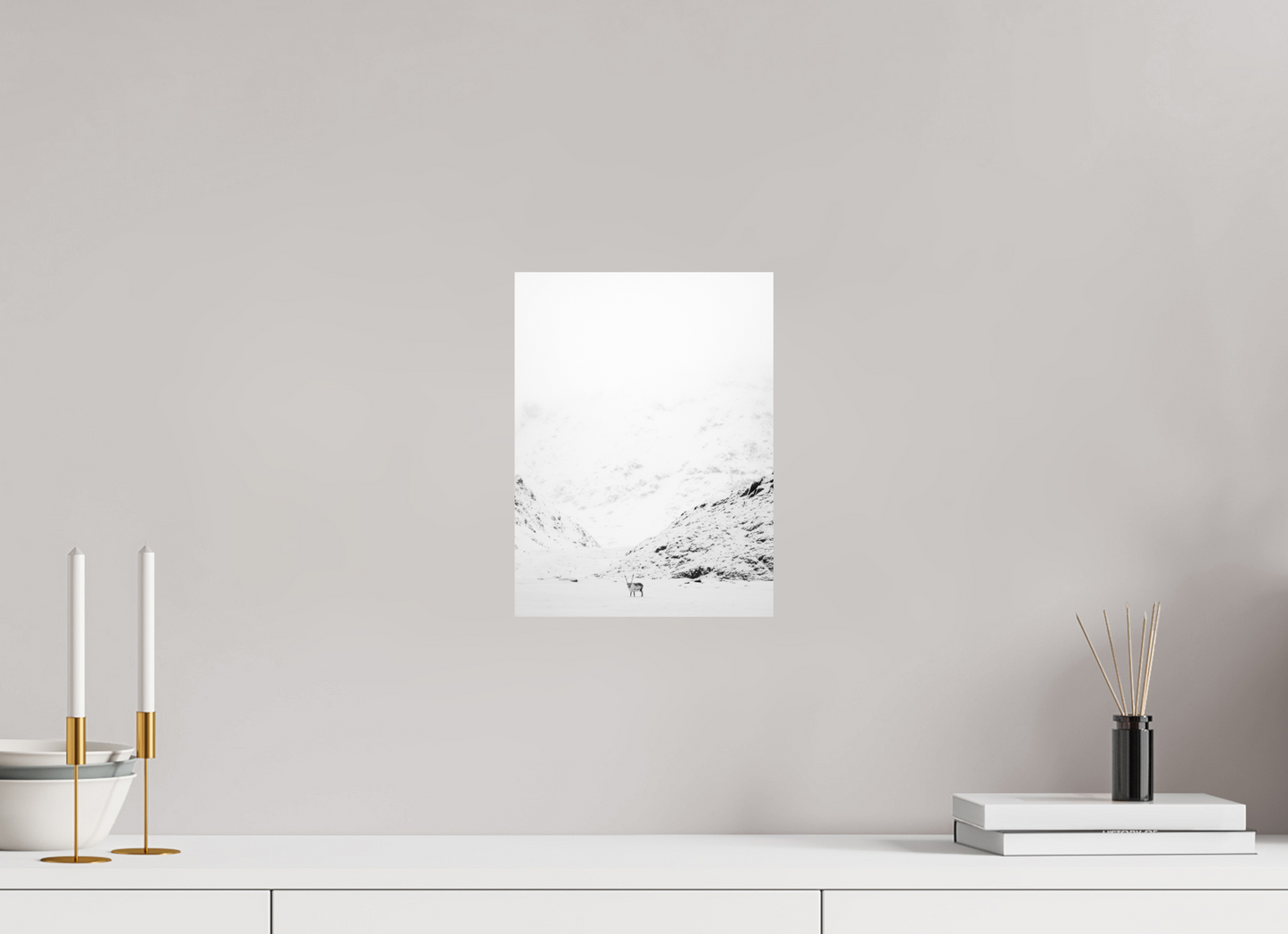 9 x 12″, Fine Art Print on Hahnemühle Baryta Reindeer on the Mountain, 9x12