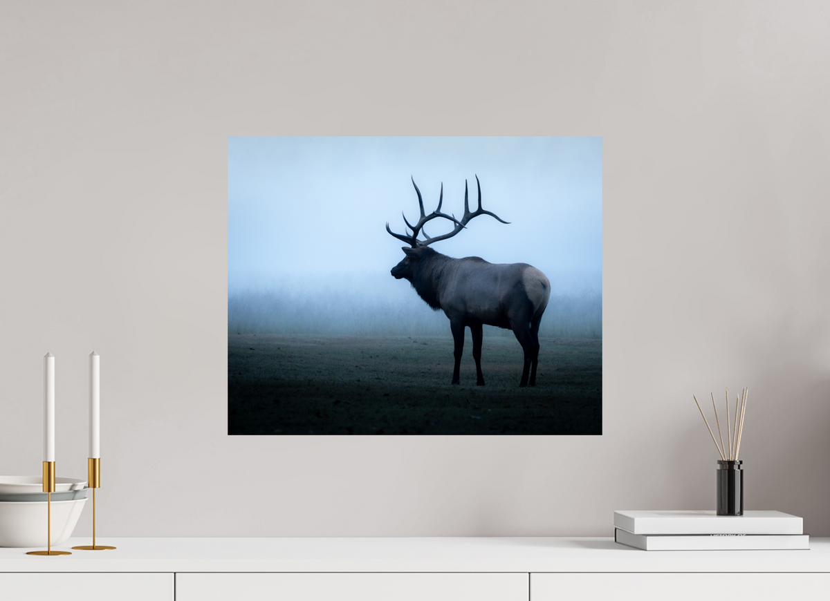 20 x 16″, ChromeLuxe HD Metal Print Elk in Fog