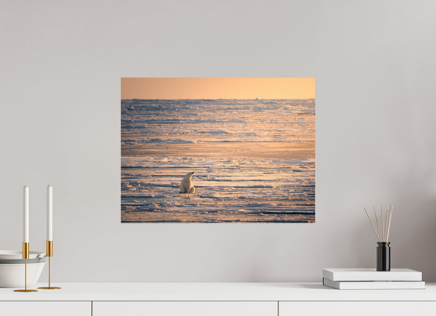 20 x 15″, Fine Art Print on Hahnemühle Baryta Polar Bear at Sunset, 20x15