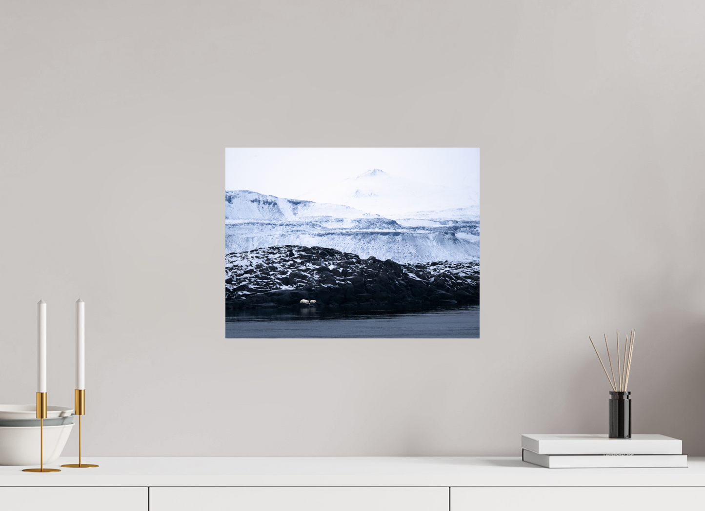 16 x 12″, ChromeLuxe HD Metal Print Polar Bear Mother and Cub, 16x12