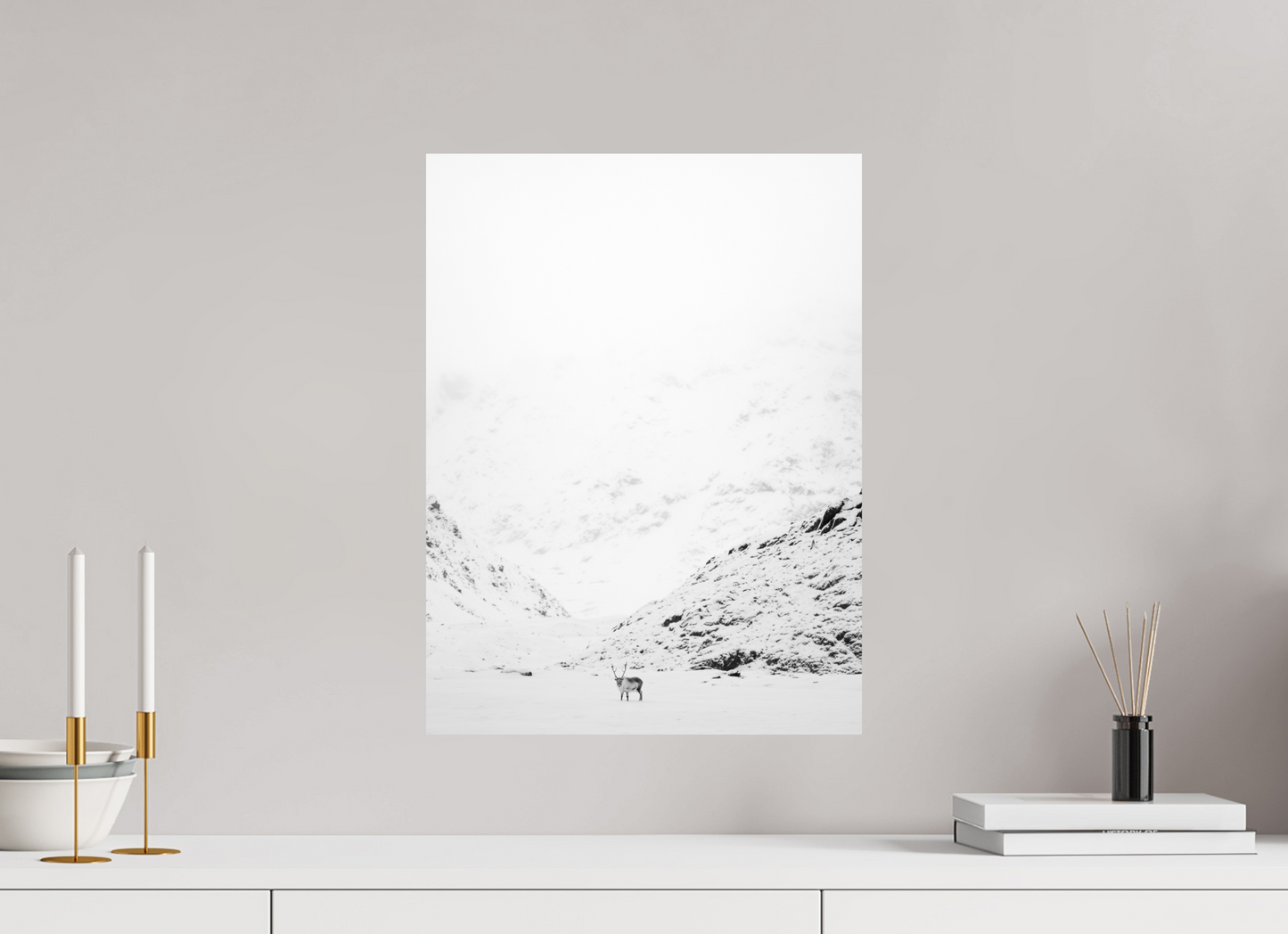 15 x 20″, ChromeLuxe HD Metal Print Reindeer on the Mountain, 15x20