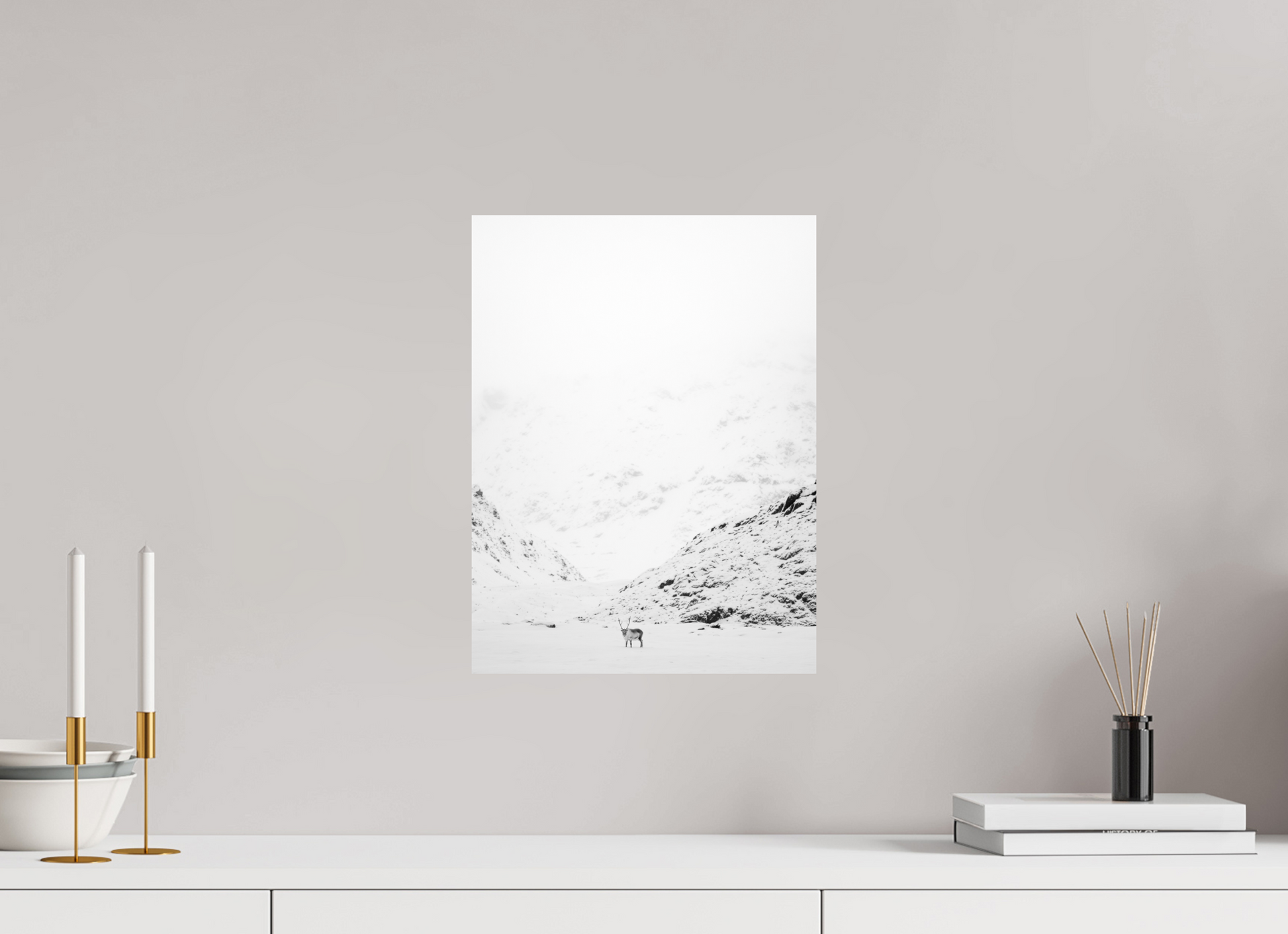 12 x 16″, Fine Art Print on Hahnemühle Baryta Reindeer on the Mountain, 12x16
